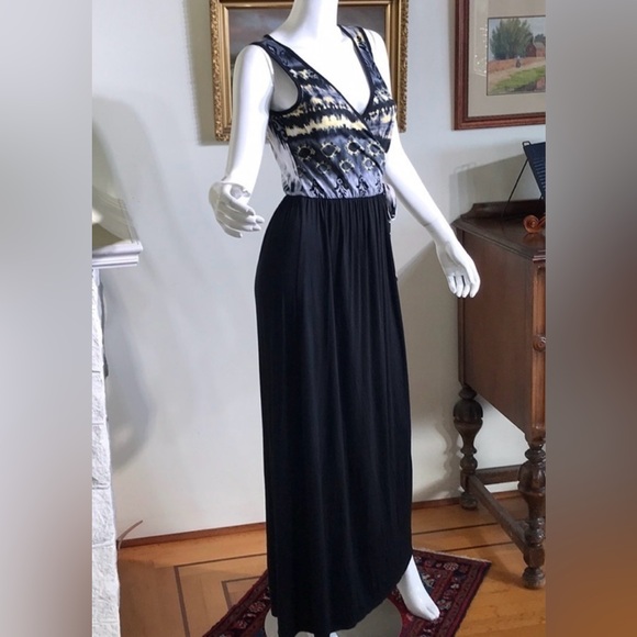 Sz Med⭐️NWT Chris and Carol Ikat Black & Grey Summer Maxi Dress - Picture 3 of 13
